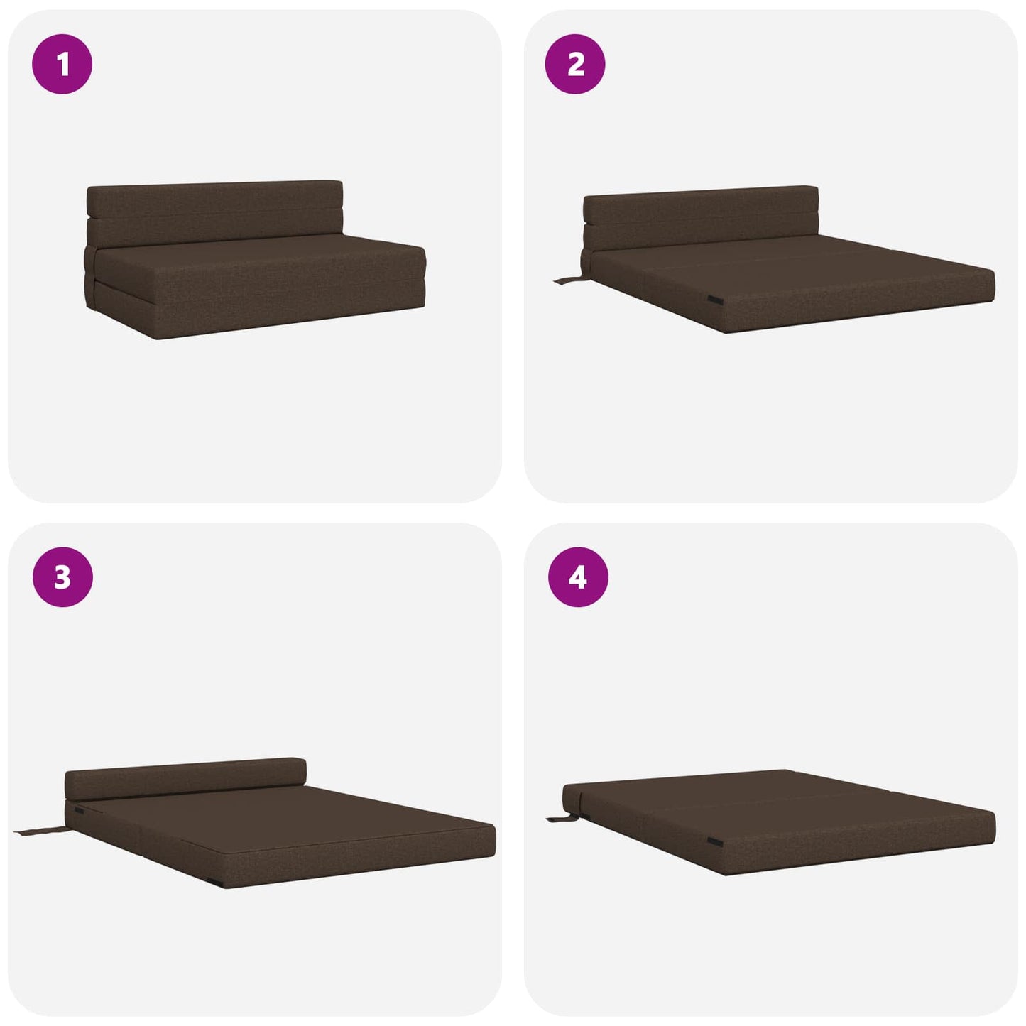 Divano Letto Pieghevole Tortora 152 x 86,5 x 60 cm Tessuto