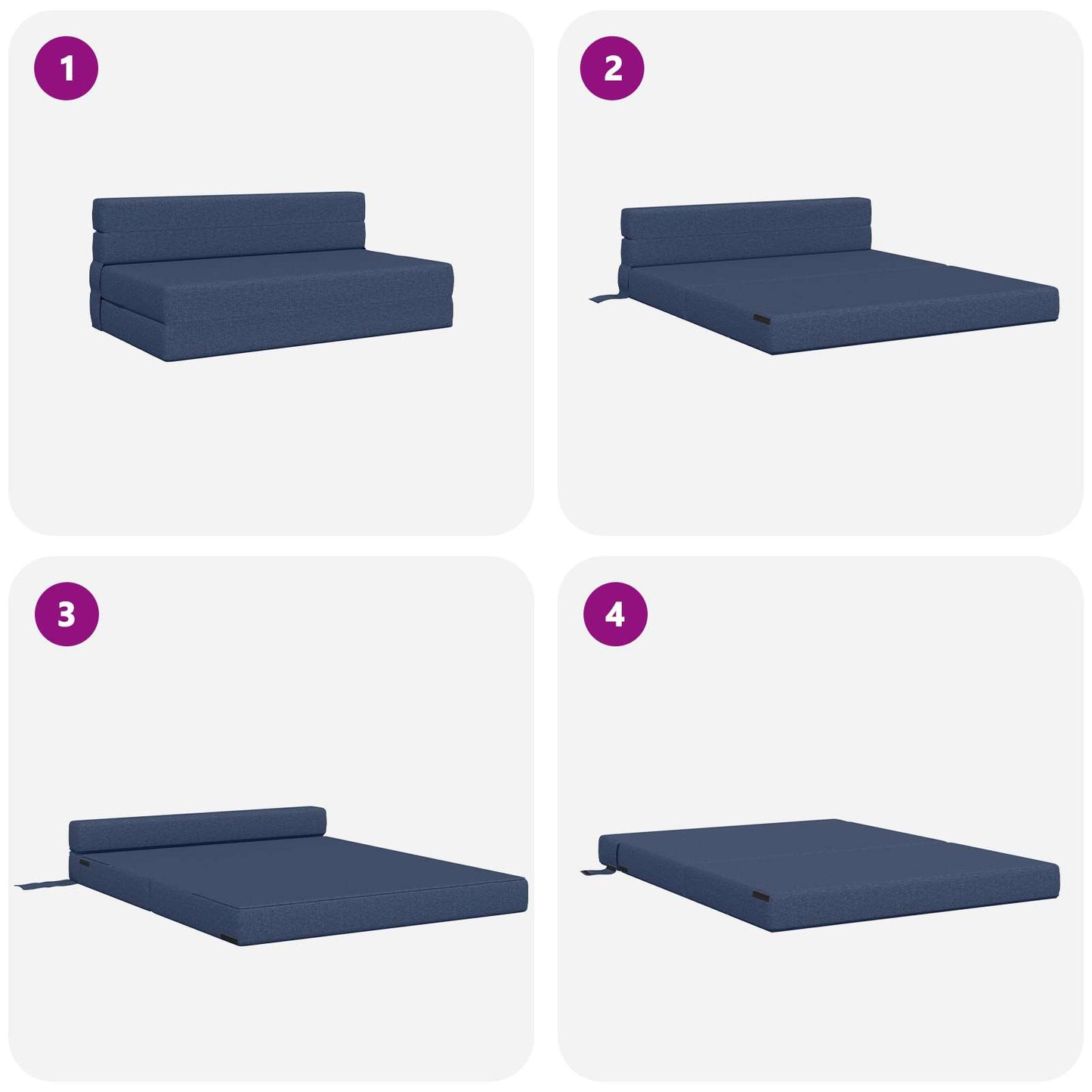 Divano Letto Pieghevole Blu 152 x 86,5 x 60 cm Tessuto