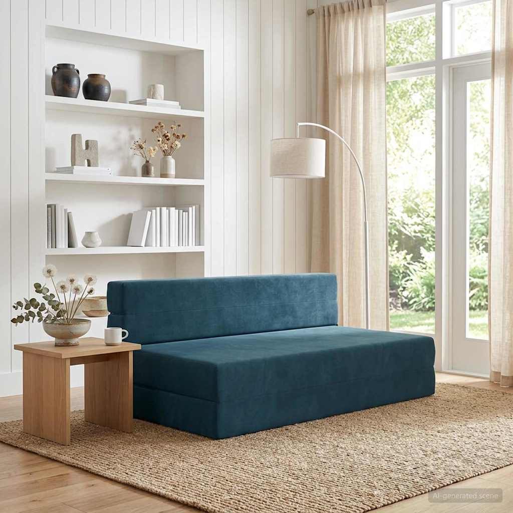 Divano Letto Pieghevole Blu 152 x 86,5 x 60 cm Tessuto