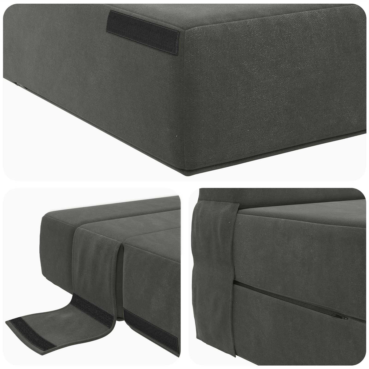 Divano Letto Pieghevole Grigio Scuro 152 x 86,5 x 60 cm Tessuto