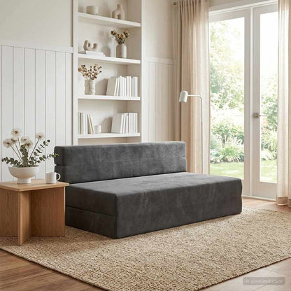 Divano Letto Pieghevole Grigio Scuro 152 x 86,5 x 60 cm Tessuto