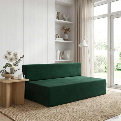 Divano Letto Pieghevole Verde Scuro 152 x 86,5 x 60 cm Tessuto