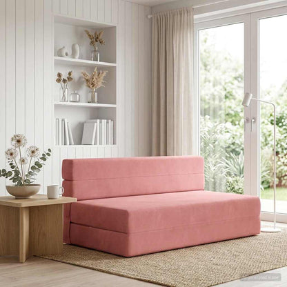 Divano Letto Pieghevole Rosa 152 x 86,5 x 60 cm Tessuto