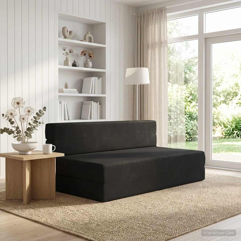 Divano Letto Pieghevole Nero 152 x 86,5 x 60 cm Tessuto