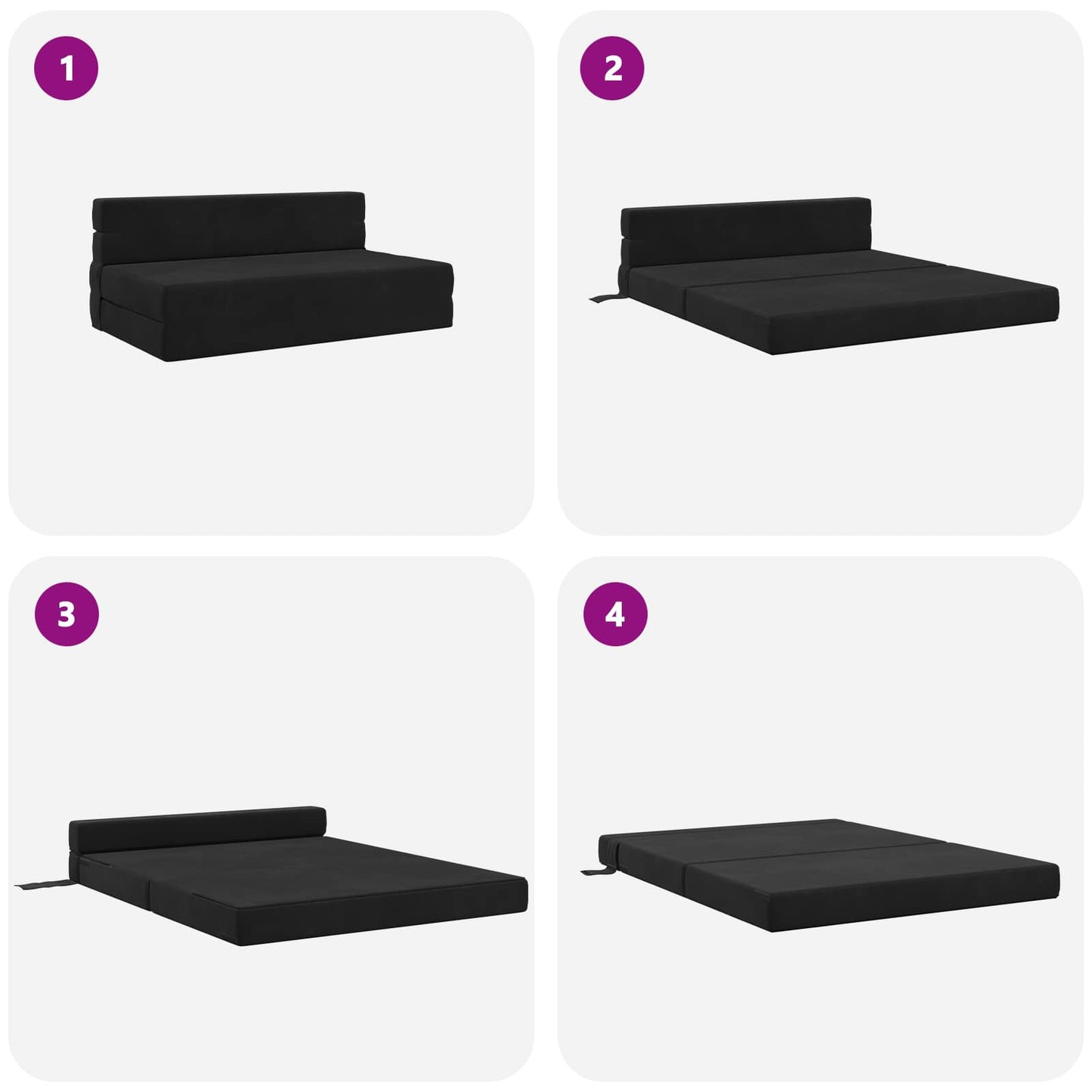 Divano Letto Pieghevole Nero 152 x 86,5 x 60 cm Tessuto