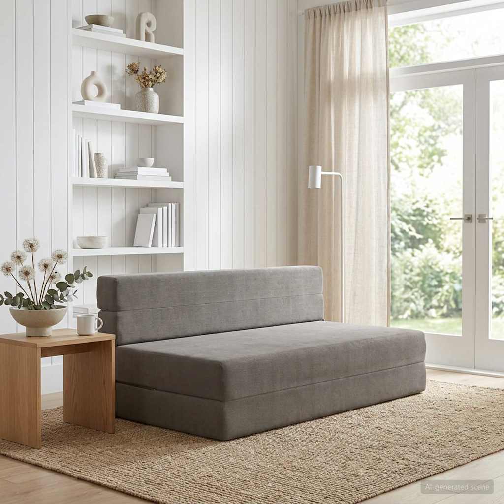 Divano Letto Pieghevole Grigio Chiaro 152 x 86,5 x 60 cm