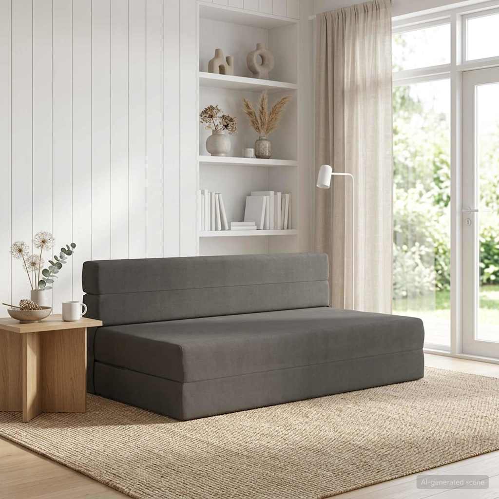 Divano Letto Pieghevole Grigio Scuro 152 x 86,5 x 60 cm Tessuto