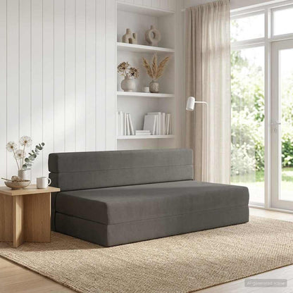 Divano Letto Pieghevole Grigio Scuro 152 x 86,5 x 60 cm Tessuto