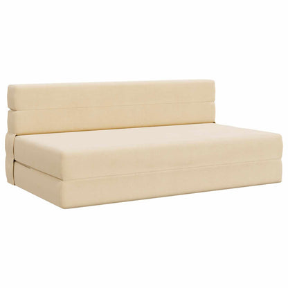 Divano Letto Pieghevole Crema 152 x 86,5 x 60 cm Tessuto