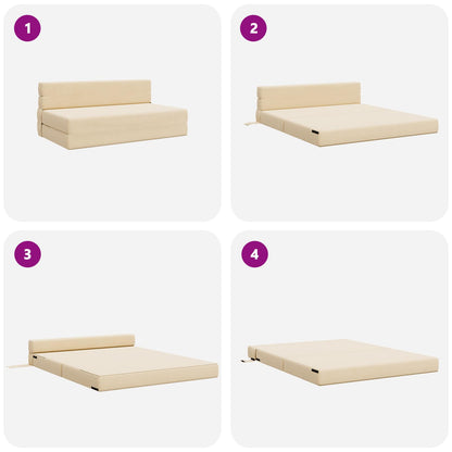 Divano Letto Pieghevole Crema 152 x 86,5 x 60 cm Tessuto