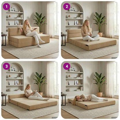 Divano Letto Pieghevole Verde Grigio 152 x 86,5 x 60 cm Tessuto