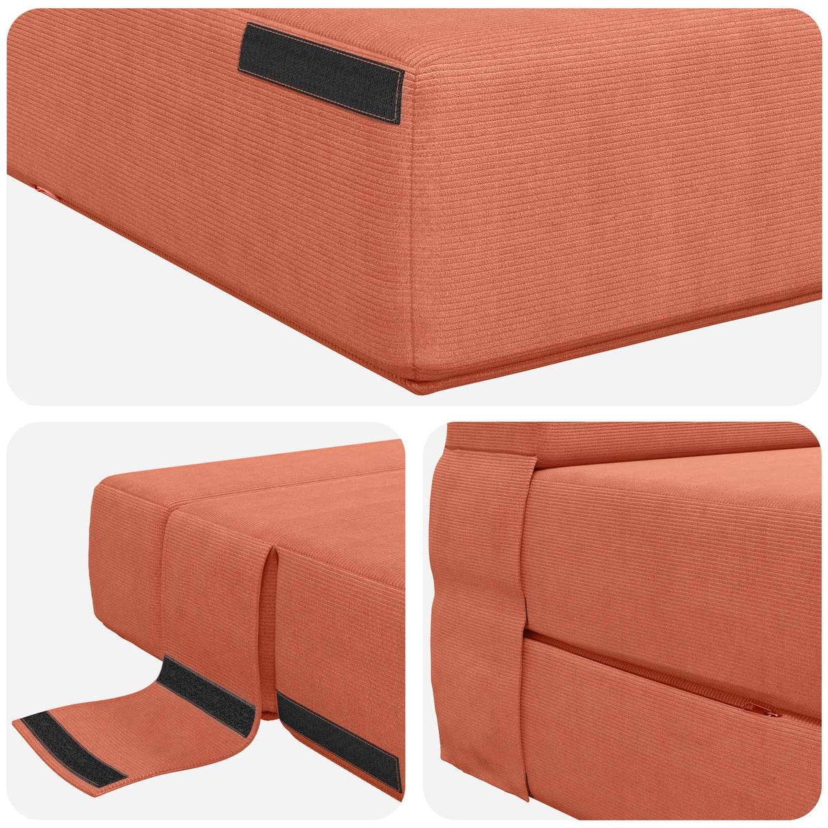 Divano Letto Pieghevole Rosso Arancio 152 x 86,5 x 60 cm