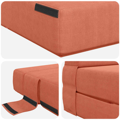 Divano Letto Pieghevole Rosso Arancio 152 x 86,5 x 60 cm