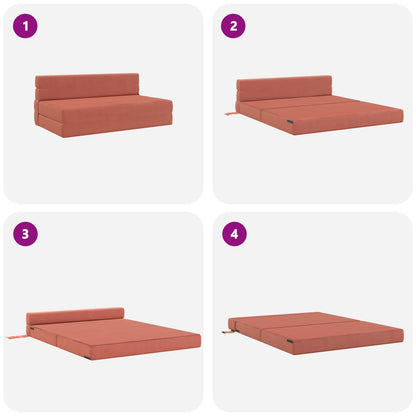 Divano Letto Pieghevole Rosso Arancio 152 x 86,5 x 60 cm