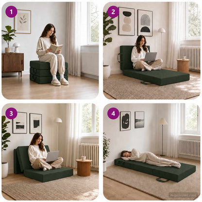 Divano Letto Pieghevole 75 x 63 x 45 cm Verde Scuro | homemem39