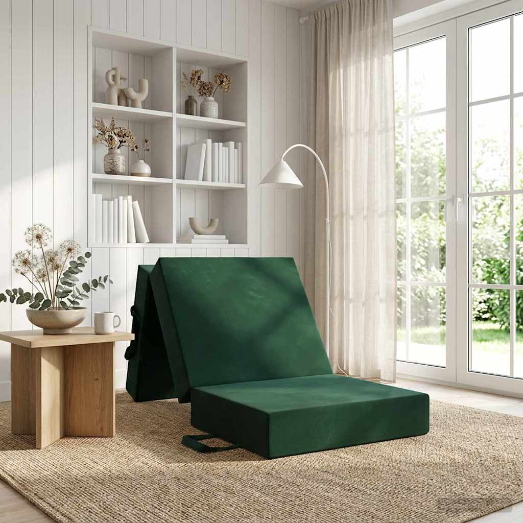 Divano Letto Pieghevole 90 x 63 x 45 cm Verde Scuro