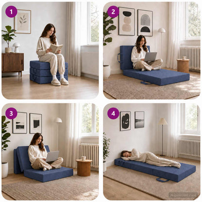 Divano Letto Pieghevole 90 x 63 x 45 cm Blu