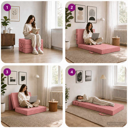 Divano Letto Pieghevole 90 x 63 x 45 cm Rosa | homemem39