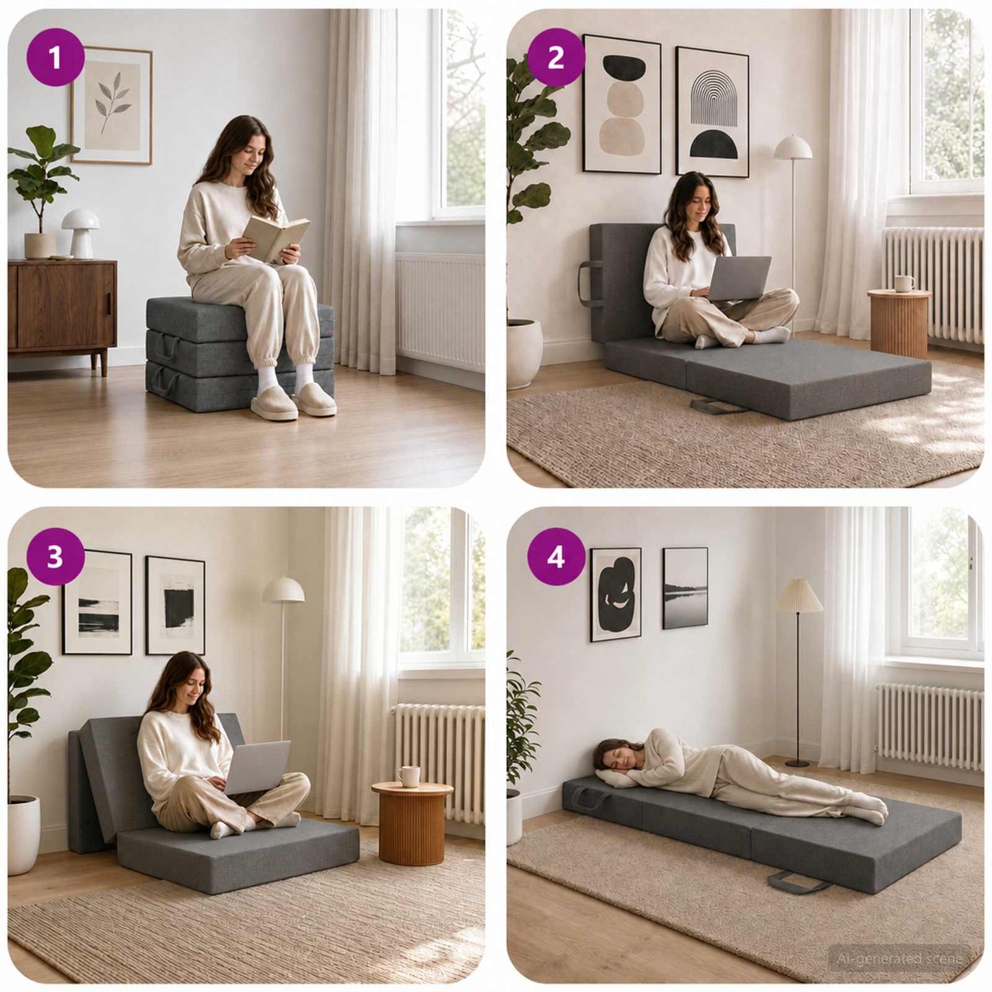 Divano Letto Pieghevole 75 x 67 x 45 cm Grigio Chiaro | homemem39