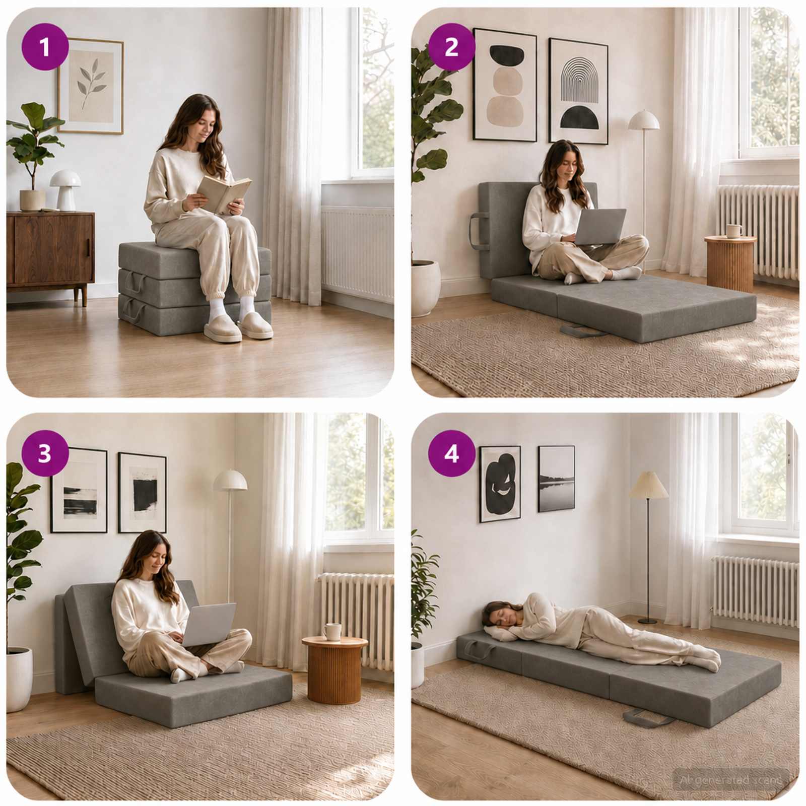 Divano Letto Pieghevole 75 x 67 x 45 cm Grigio Chiaro | homemem39