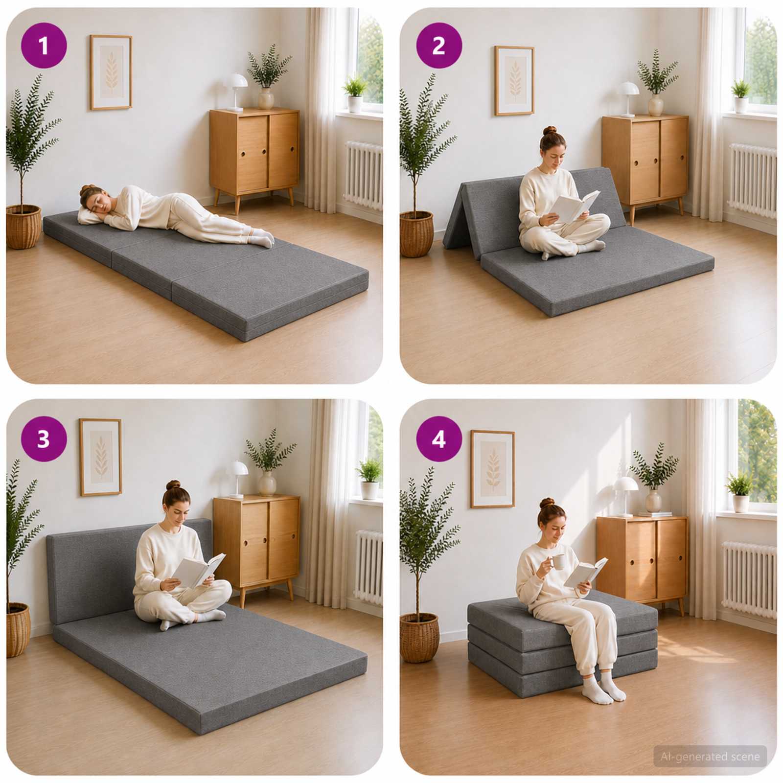 Divano Letto Pieghevole 80 x 67 x 45 cm Grigio Chiaro | homemem39