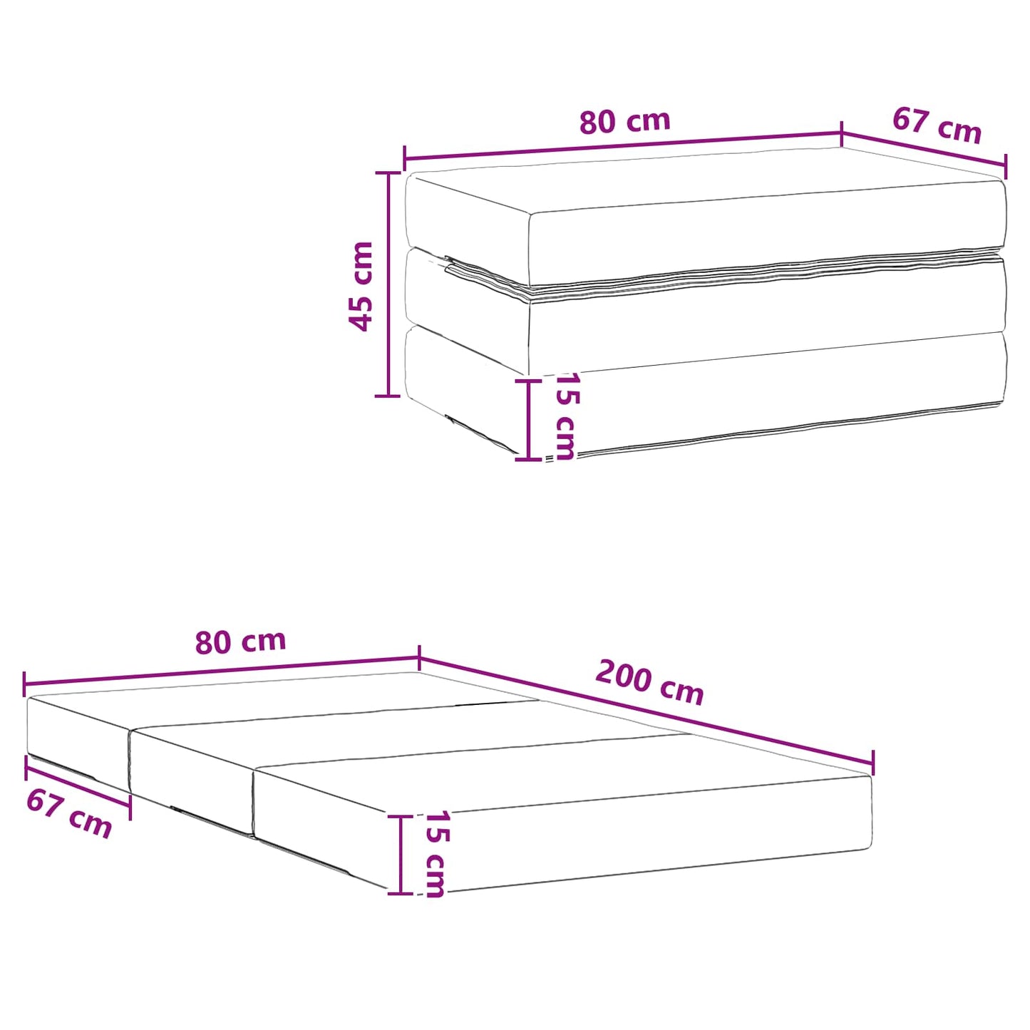 Divano Letto Pieghevole 80 x 67 x 45 cm Grigio Scuro | homemem39