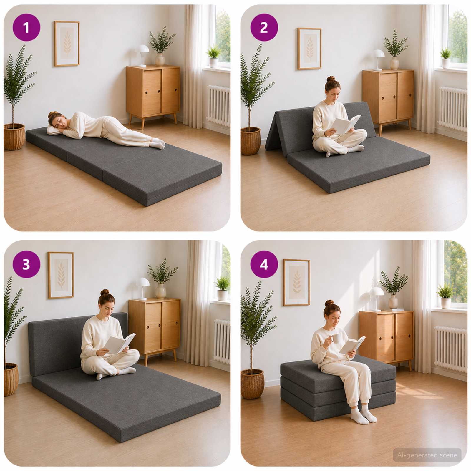 Divano Letto Pieghevole 80 x 67 x 45 cm Grigio Scuro | homemem39
