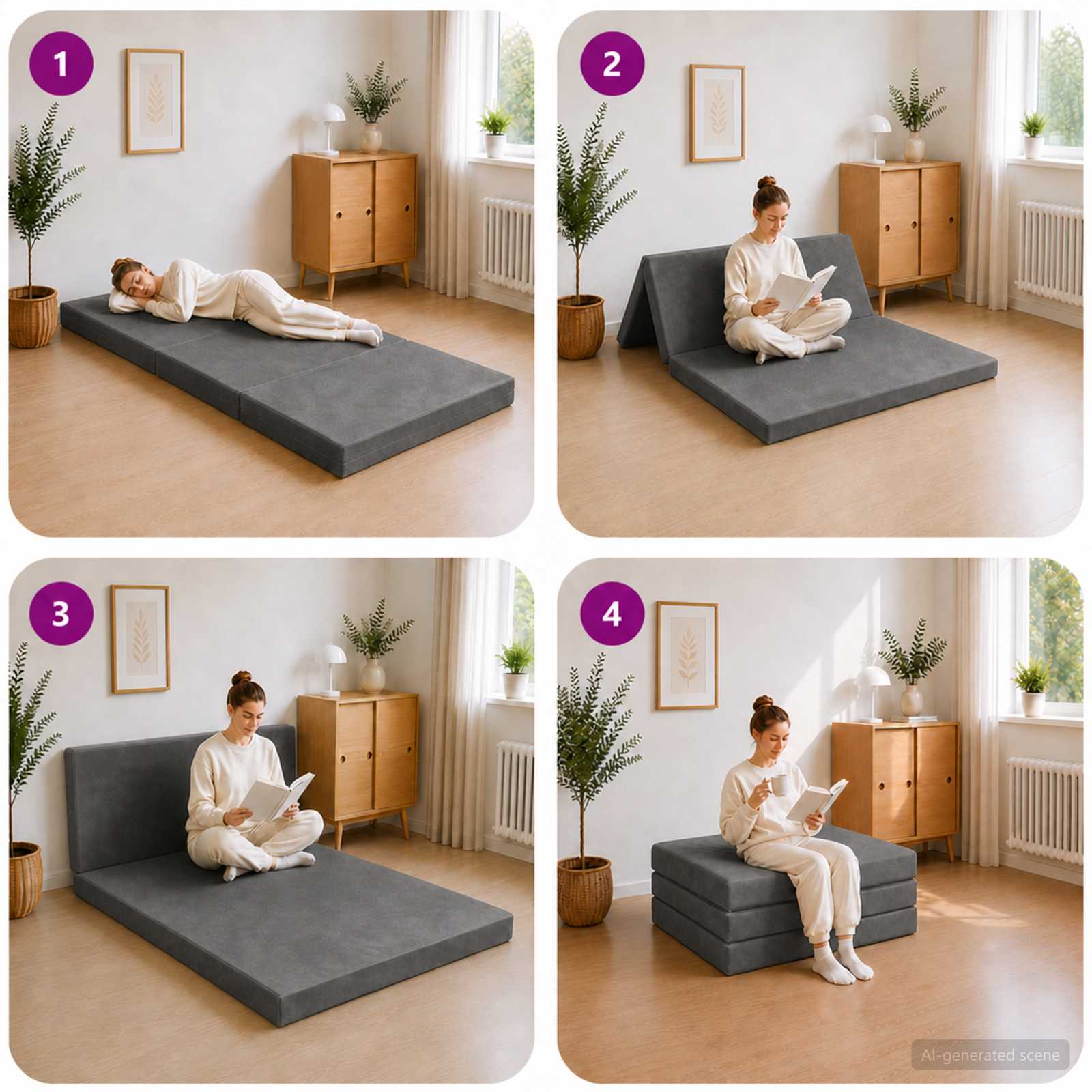 Divano Letto Pieghevole 80 x 67 x 45 cm Grigio Scuro | homemem39