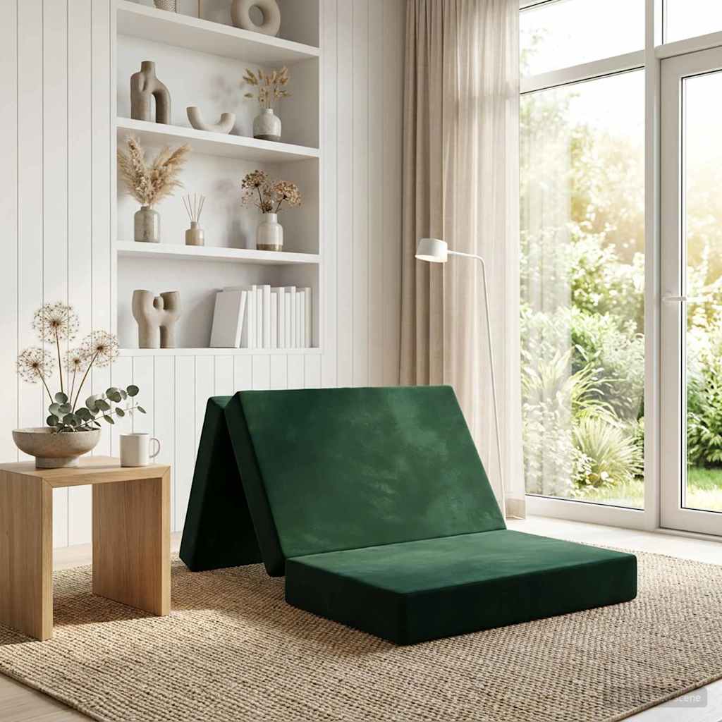 Divano Letto Pieghevole 100 x 67 x 45 cm Verde Scuro | homemem39