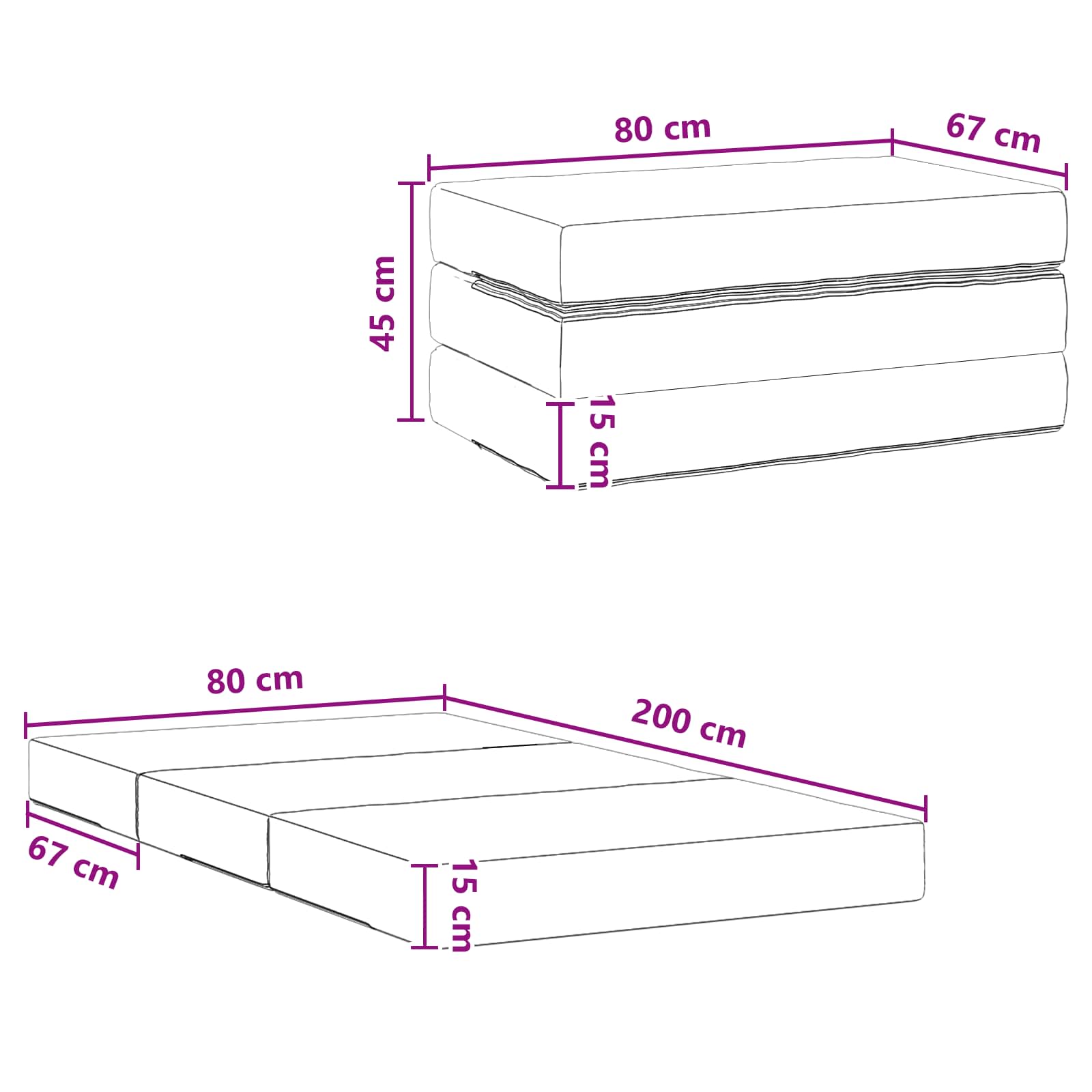Divano Letto Pieghevole 80 x 67 x 45 cm Rosa | homemem39