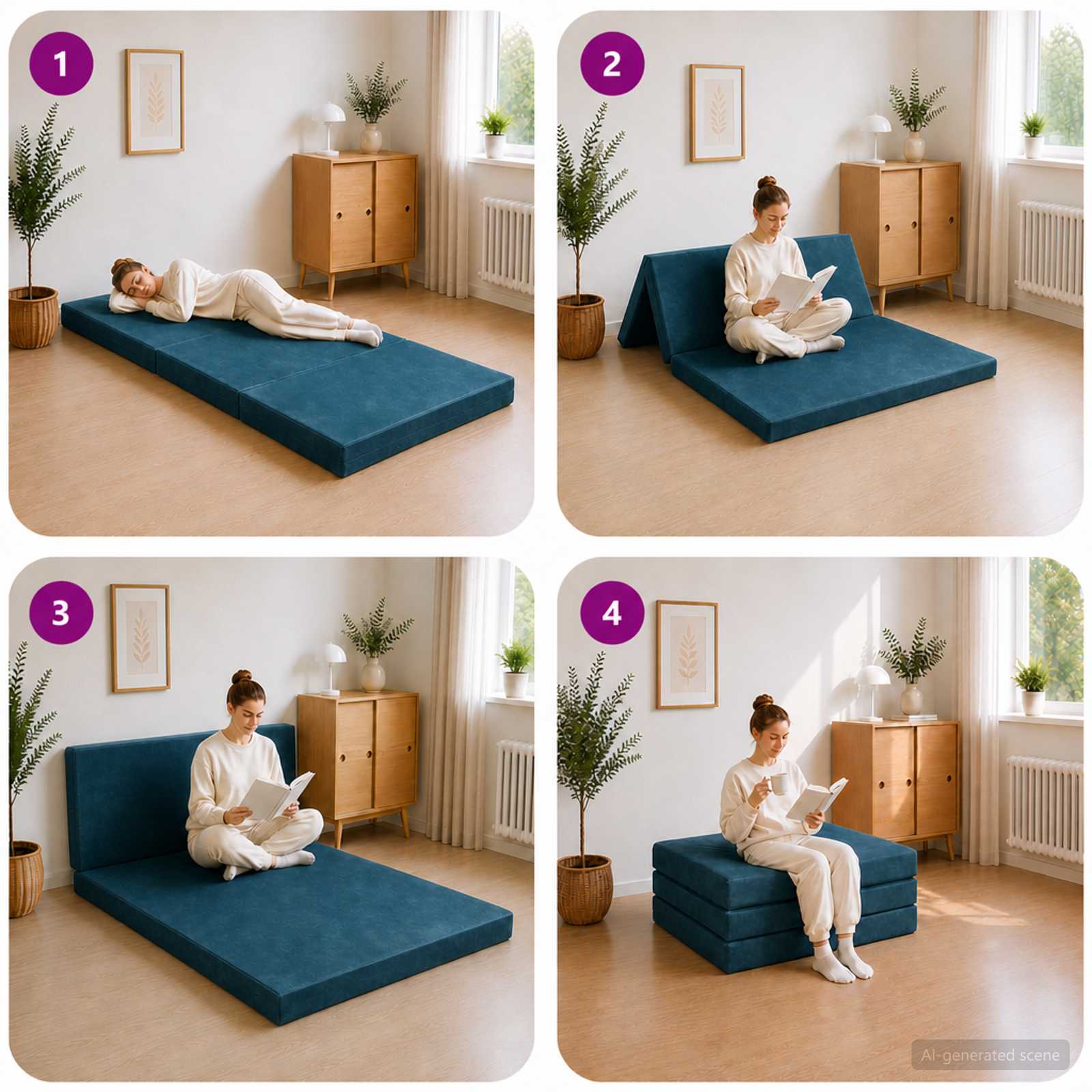 Divano Letto Pieghevole 90 x 67 x 45 cm Blu | homemem39