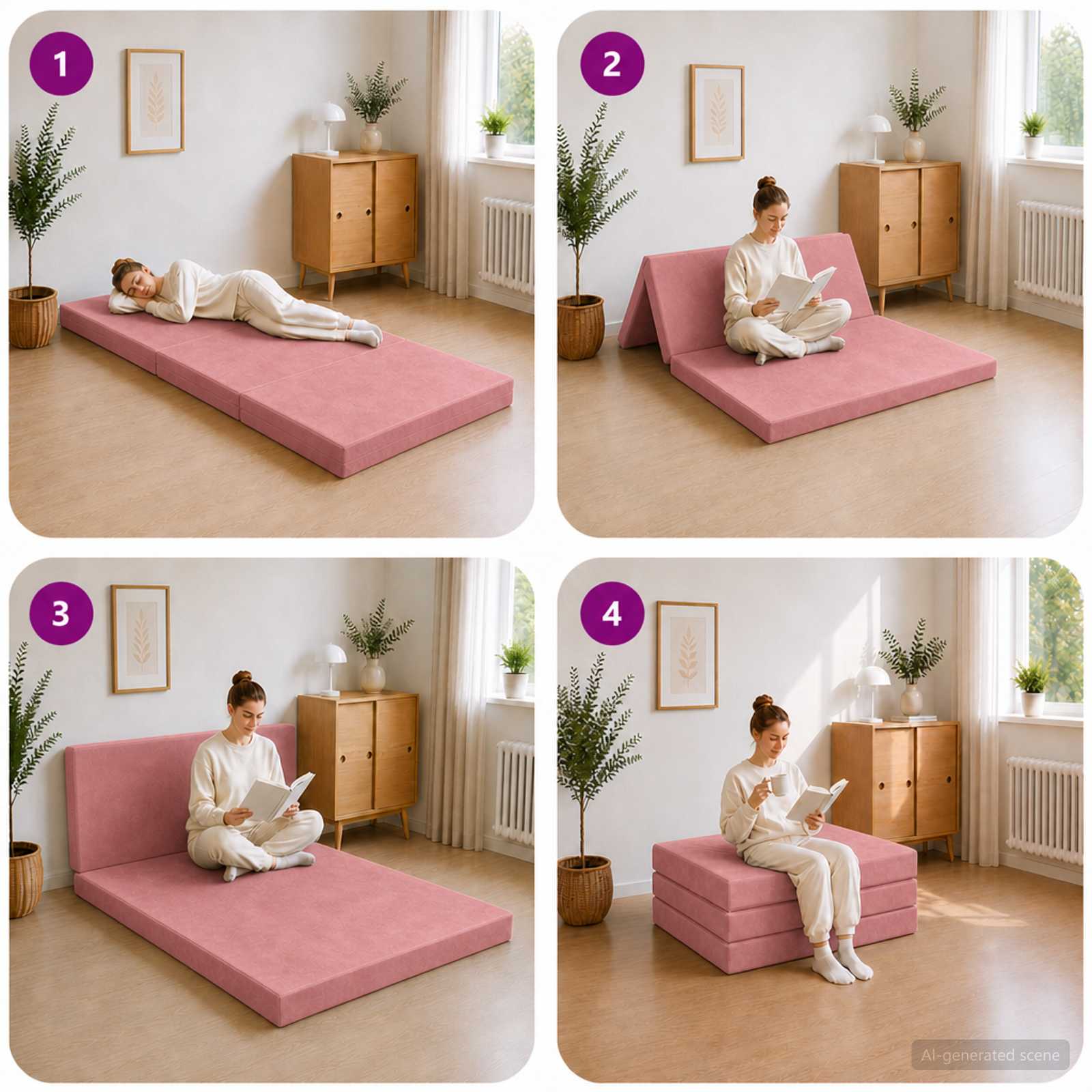 Divano Letto Pieghevole 90 x 67 x 45 cm Rosa | homemem39