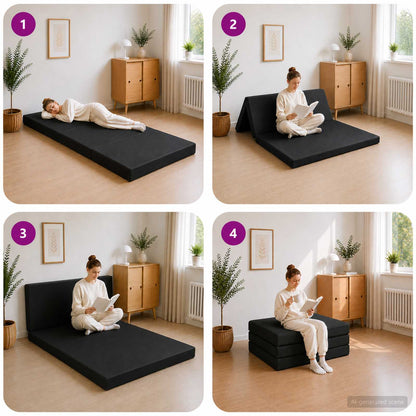 Divano Letto Pieghevole 100 x 67 x 45 cm Nero