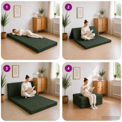 Divano Letto Pieghevole 100 x 67 x 45 cm Verde Scuro | homemem39