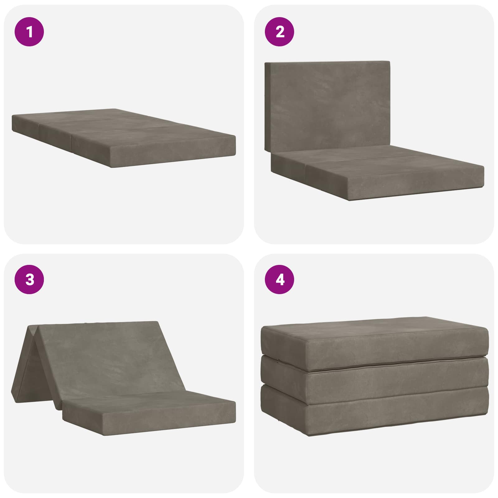 Divano Letto Pieghevole 100 x 67 x 45 cm Grigio Chiaro | homemem39