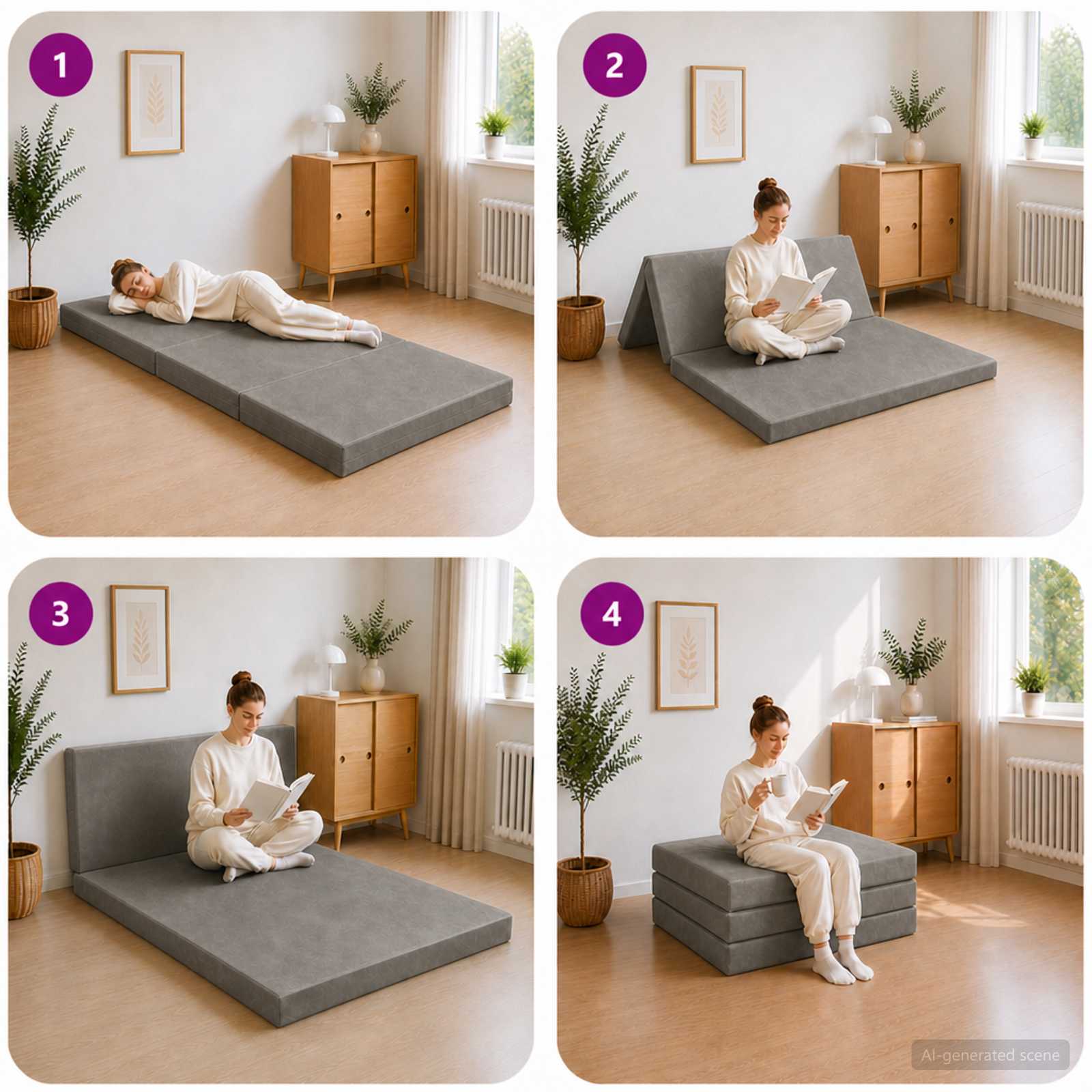 Divano Letto Pieghevole 100 x 67 x 45 cm Grigio Chiaro | homemem39