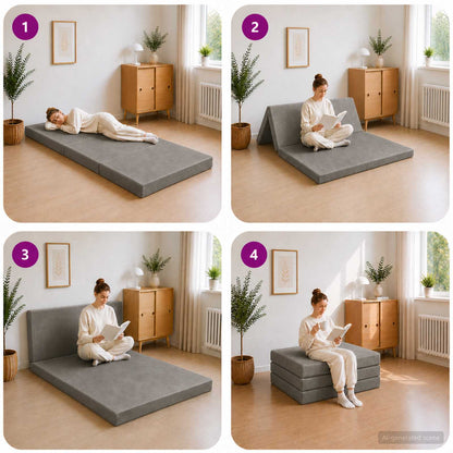Divano Letto Pieghevole 100 x 67 x 45 cm Grigio Chiaro | homemem39