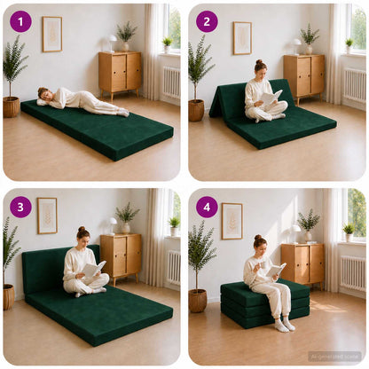 Divano Letto Pieghevole 100 x 67 x 45 cm Verde Scuro | homemem39