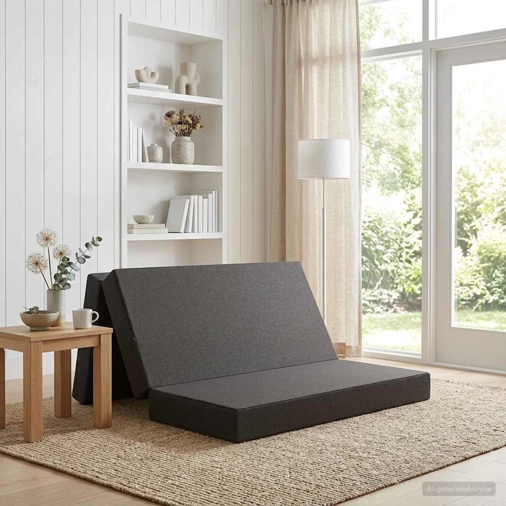 Divano Letto Pieghevole 140 x 67 x 45 cm Grigio Scuro | homemem39