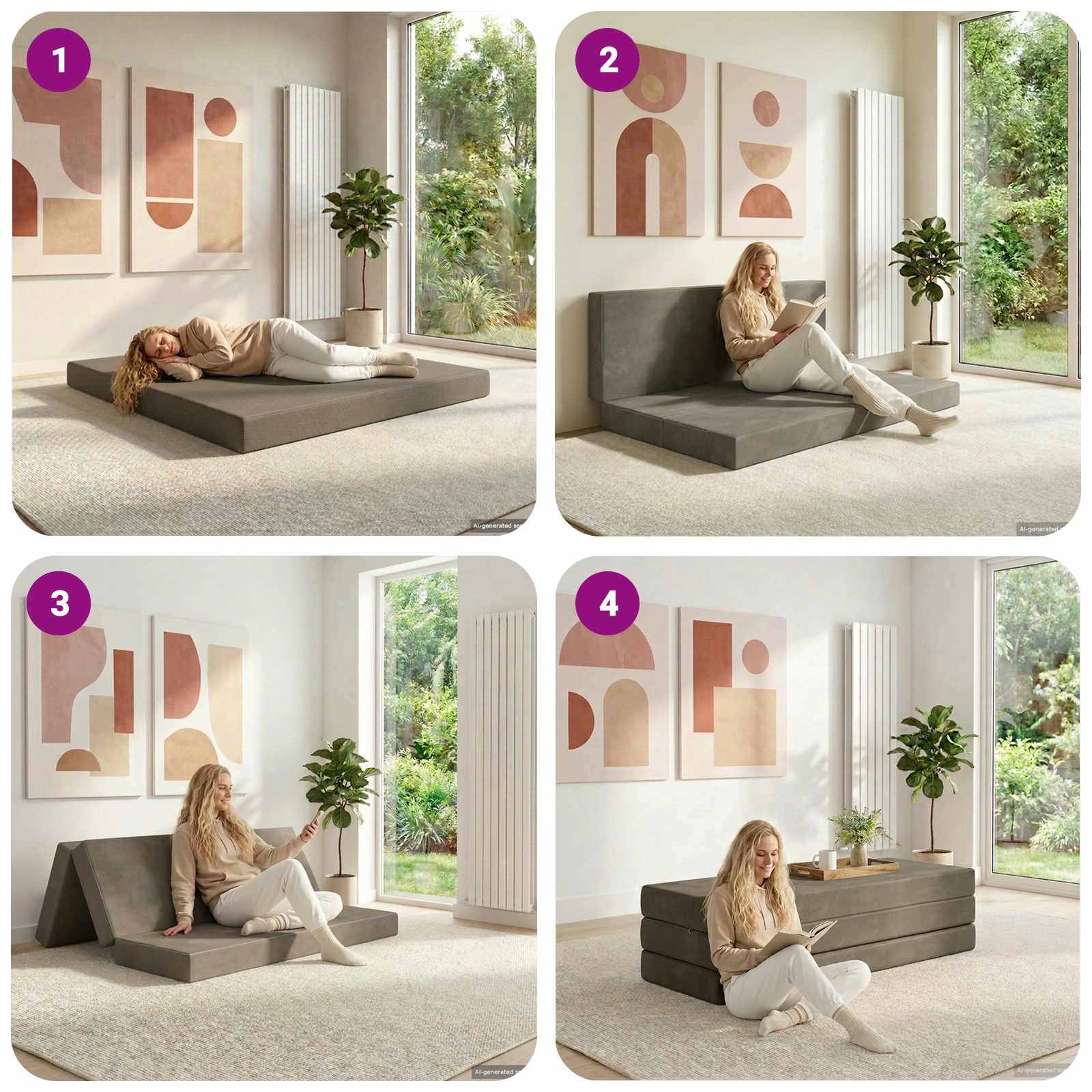 Divano Letto Pieghevole 120 x 67 x 45 cm Grigio Chiaro | homemem39