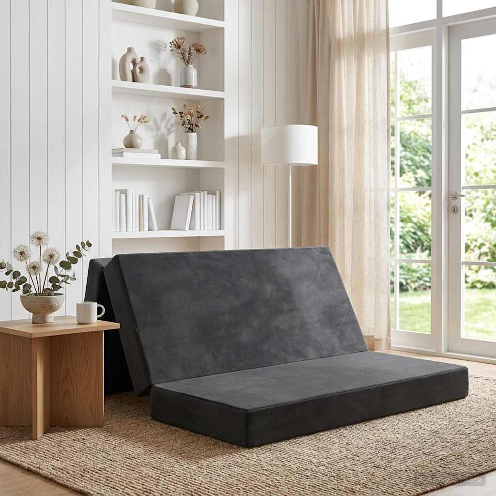 Divano Letto Pieghevole 160 x 67 x 45 cm Grigio Scuro | homemem39