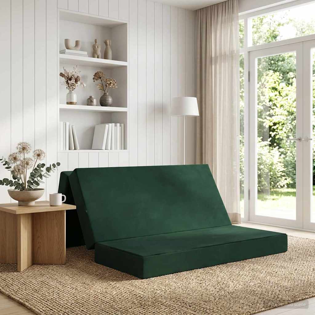 Divano Letto Pieghevole 140 x 67 x 45 cm Verde Scuro | homemem39