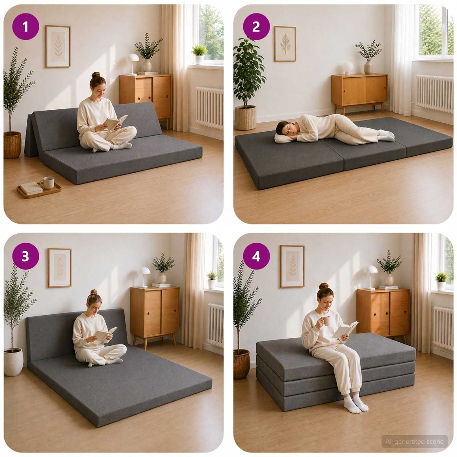 Divano Letto Pieghevole 140 x 67 x 45 cm Grigio Chiaro | homemem39