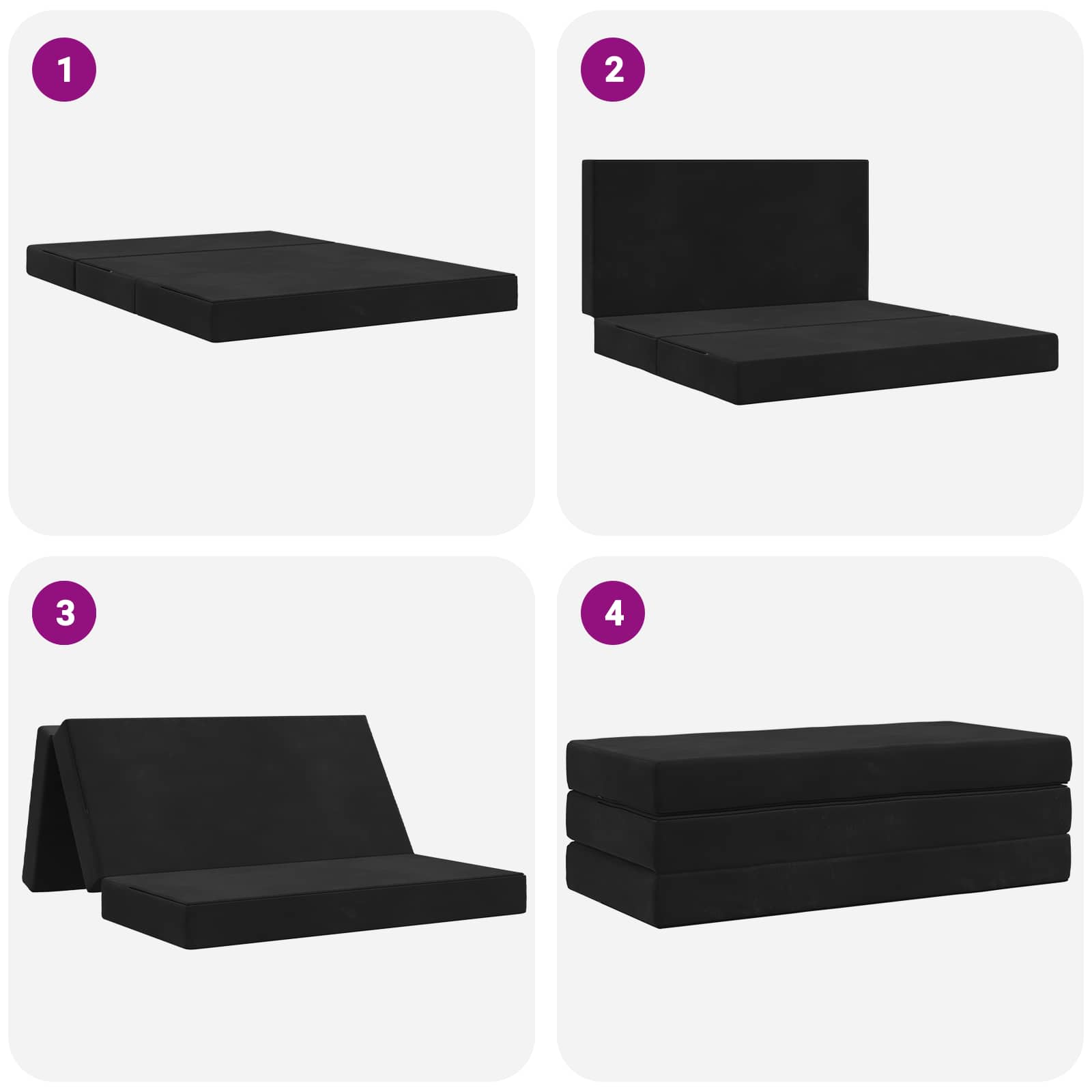 Divano Letto Pieghevole 140 x 67 x 45 cm Nero | homemem39