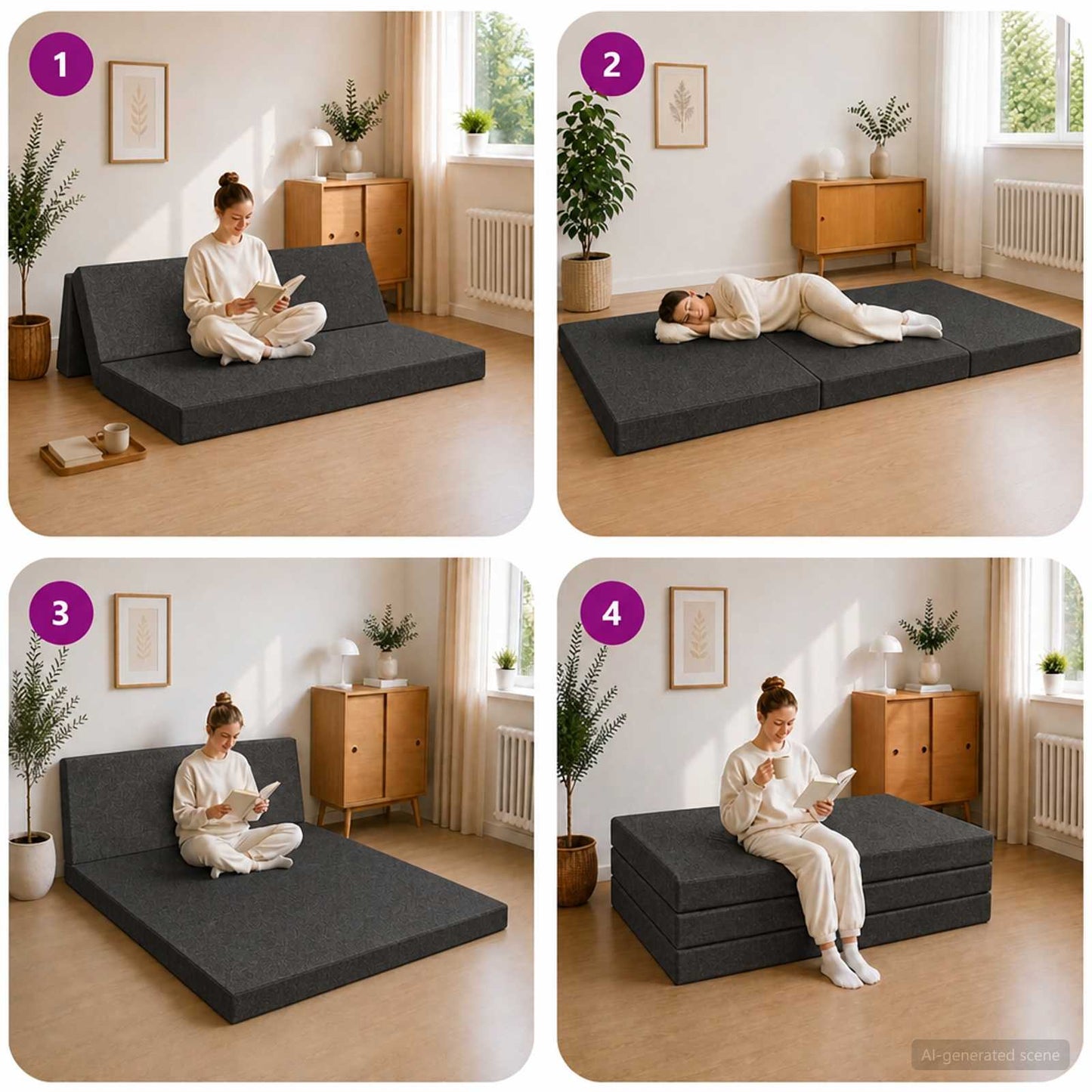Divano Letto Pieghevole 160 x 67 x 45 cm Grigio Scuro | homemem39