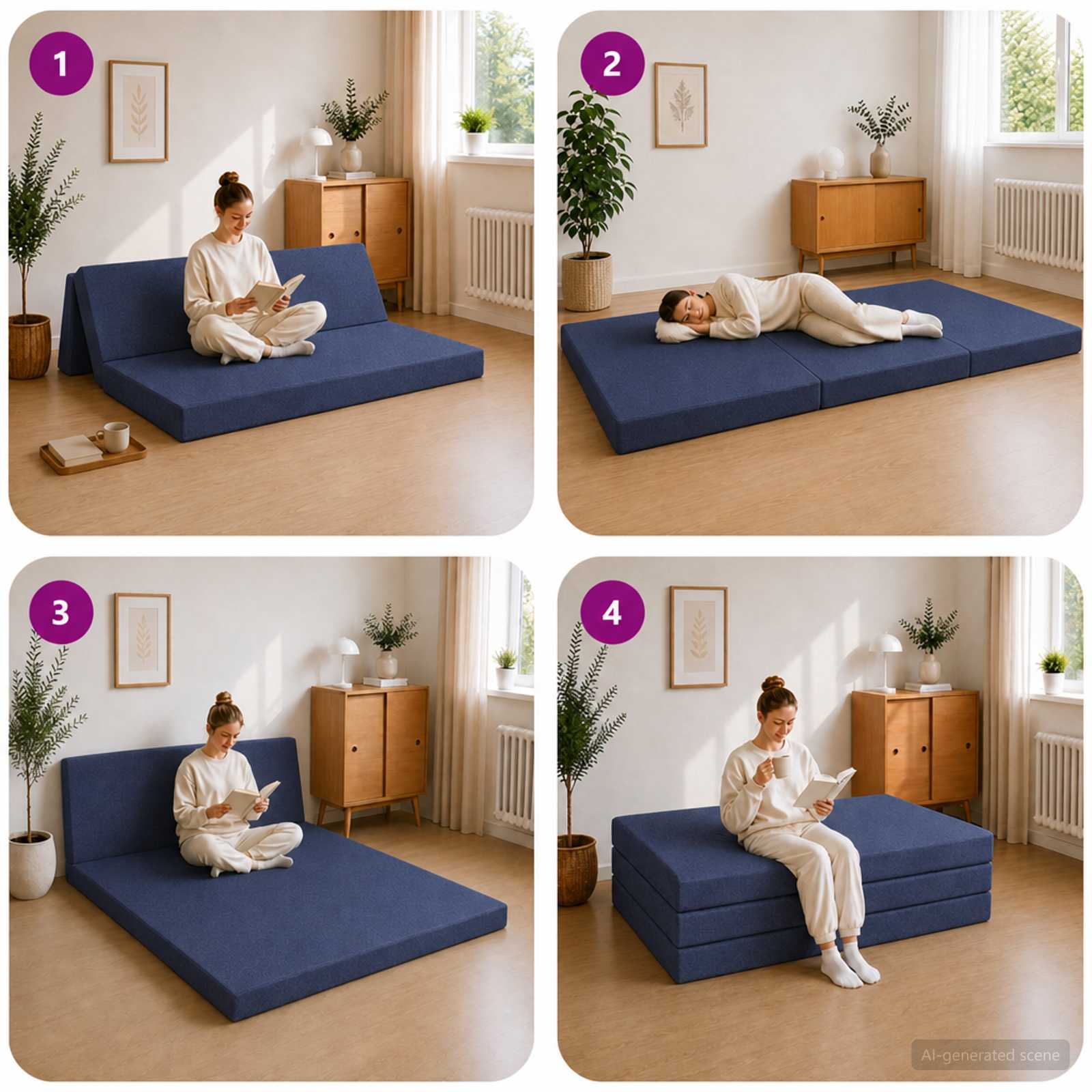 Divano Letto Pieghevole 160 x 67 x 45 cm Blu | homemem39