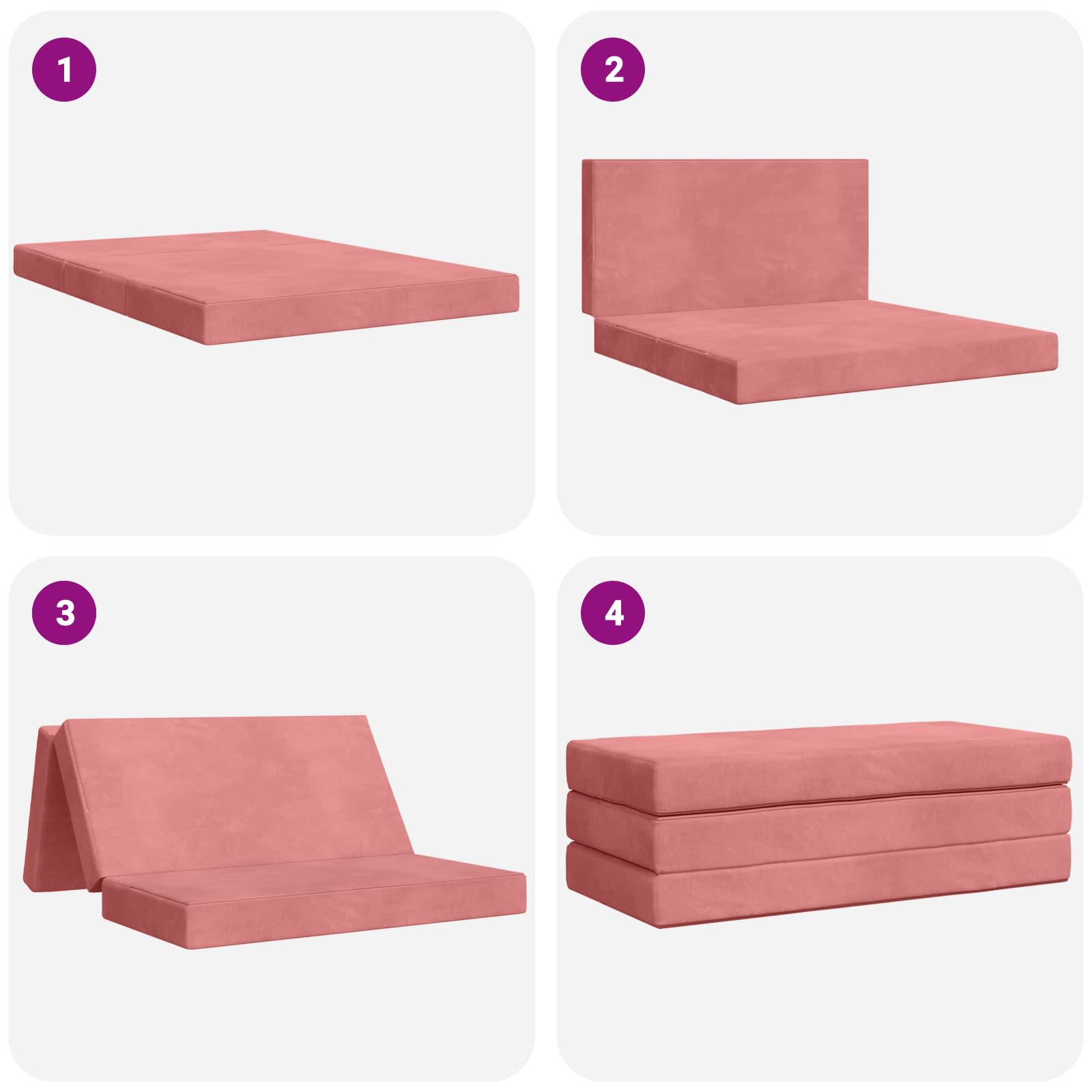 Divano Letto Pieghevole 160 x 67 x 45 cm Rosa | homemem39