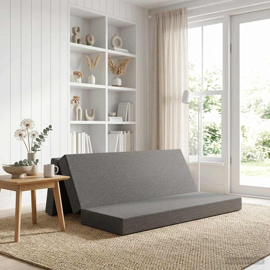 Divano Letto Pieghevole 200 x 67 x 45cm Grigio Chiaro