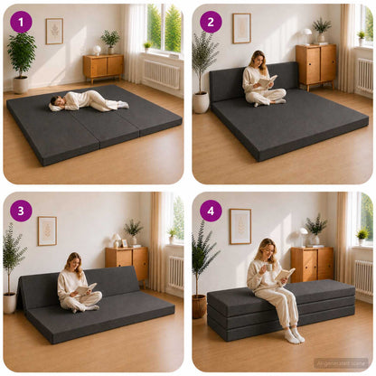 Divano Letto Pieghevole 180 x 67 x 45 cm Grigio Scuro | homemem39