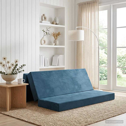 Divano Letto Pieghevole 200 x 67 x 45 cm Blu | homemem39